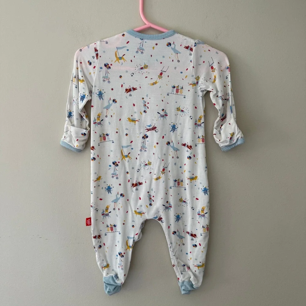 Magnetic Me Circus Animal Print Modal Magnetic Footie Pajama 0-3 Months 8-12 lbs